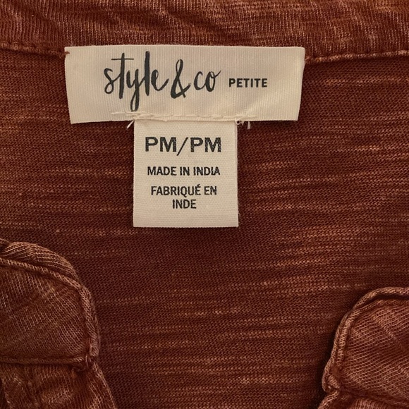 NWT - Style & Co Rust Bohemium Open Neck Top Decorative Beads & Crystals - Sz PM - Picture 2 of 16